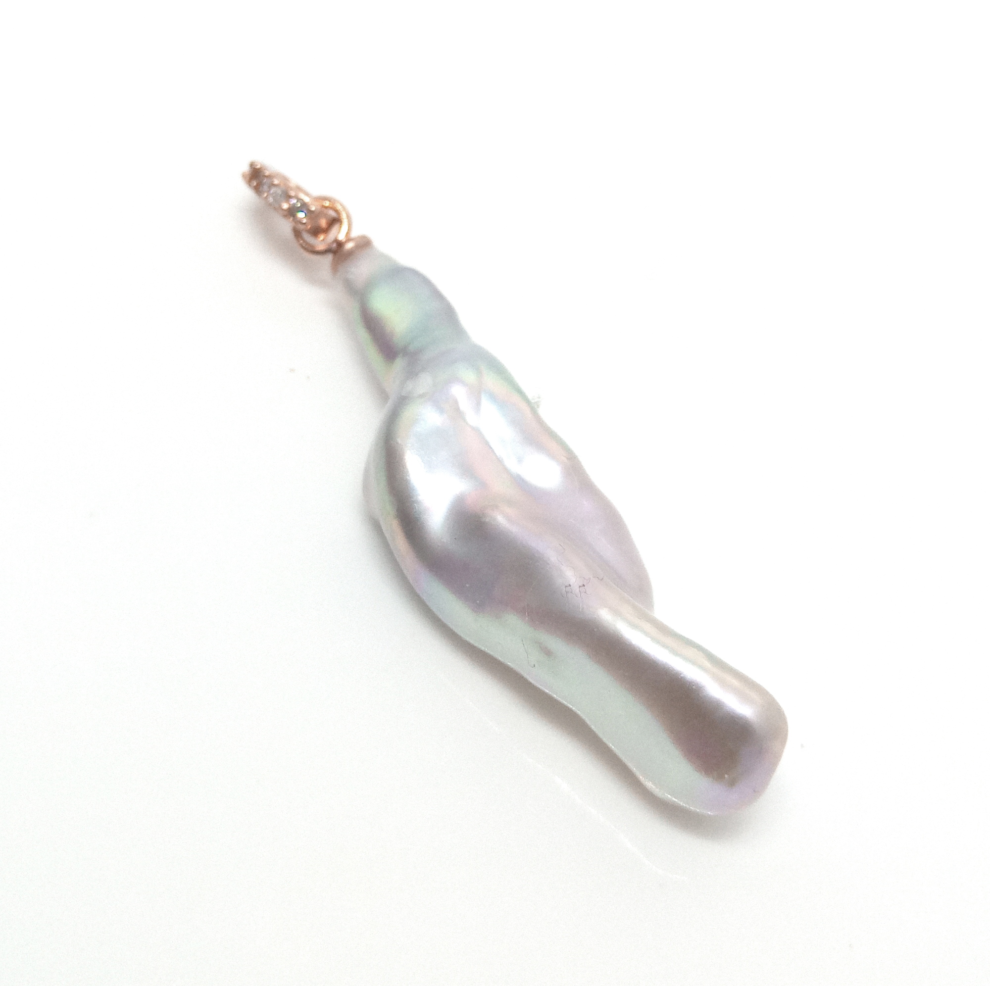 White Baroque Stick Pearl Pendant